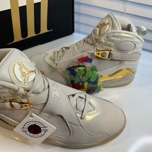Air Jordan 8  retro champagne shoe Sneakers with Gold Accents size 12